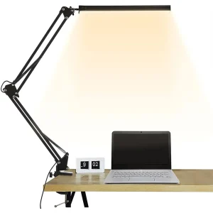 LED Folding Metal Clip on Long Arm 3 Colors Desk Lamp