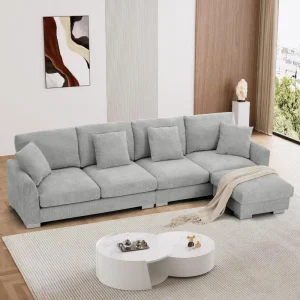 113"Oversized L Shaped Sectional Sofa with Convertible Ottoman